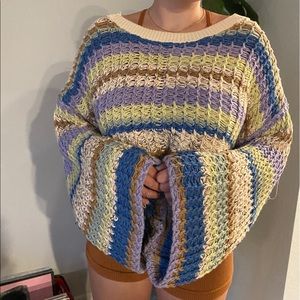 Free People Intimately Striped Cropped Sweater